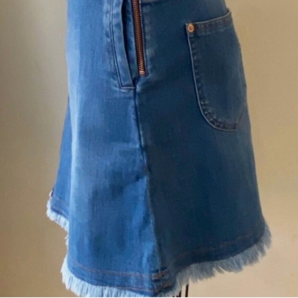 See By Chloe Denim A-Line Pleated Boho Western Jean Skirt - Picture 4 of 9